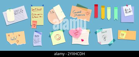 Cartoon notes sticker set Stock Vector