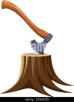 Axe in tree stump Stock Vector