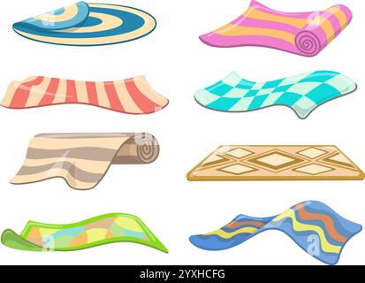 Cartoon carpet set Stock Vector