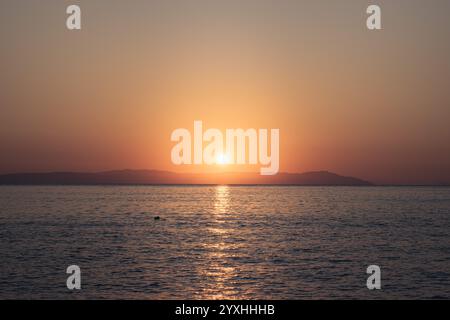 Sunset over the Aegean Sea, Greece Stock Photo
