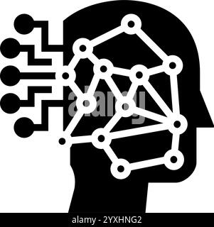 machine learning big data glyph icon vector illustration Stock Vector