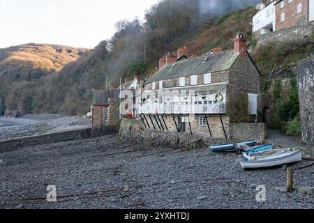 Clovelly.Devon.United Kingdom.January 19th 2024.View from the quay of Clovelly village on the north Devon coast Stock Photo