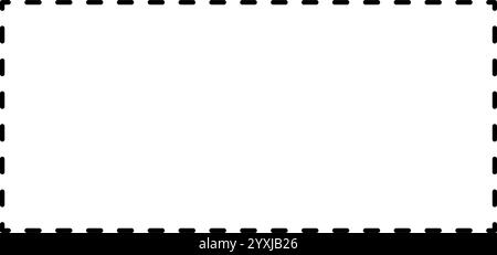 Rectangular shape with dashed cut here line for coupon, discount, sale ticket. Dashed rectangle frame isolated on white background. Vector outline illustration. Stock Vector