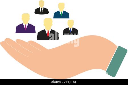 Human Resource icon, Personnel care, human care, HR icon Background, HR Team, care customer icon, Team Work icon, human in hand care Stock Vector