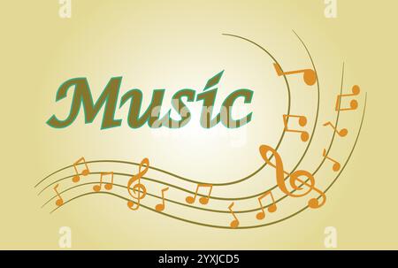 Music notes wave, Curve musical signs, sound wave line symbol, acoustic composition, Musical note, music sound, musical waves Background, Music increa Stock Vector