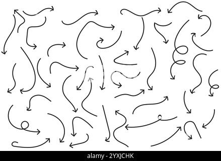 Arrow Collection icon, Set of hand drawn Arrow, hand drawn arrows design, simple arrows lines collection Stock Vector
