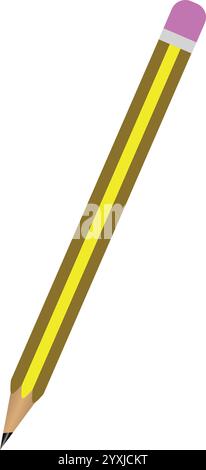 Yellow Pencil icon, Yellow wooden pencil, drawing maker, writing object Stock Vector