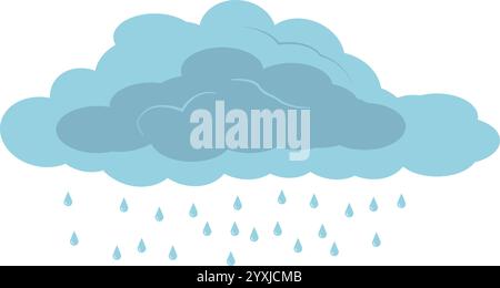 Rain cloud, rain cloud raindrops, Cloud rain symbol, Blue sky with cloud Stock Vector