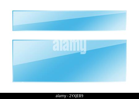 Gradient blue rectangles. Shiny transparent shapes. Modern vector elements. Clean glossy surfaces. Stock Vector