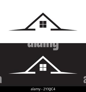 Simple black and white house logo design. Stock Vector