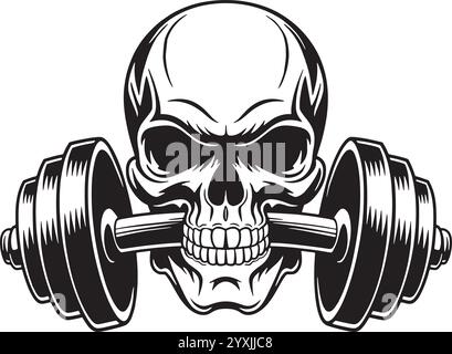 Skull with Barbell: Powerful Fitness Design Stock Vector