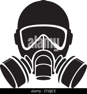 Silhouette of a person wearing a protective gas mask Stock Vector