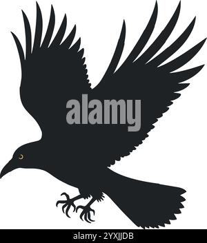 Silhouette of a Raven in Flight Stock Vector