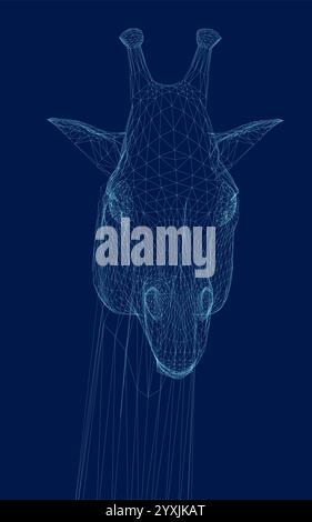 Wireframe of a giraffe head. Front view. 3D. Vector illustration Stock Vector
