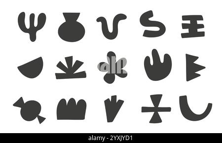 Hand drawn shapes set. Doodle brutalist forms collection Stock Vector