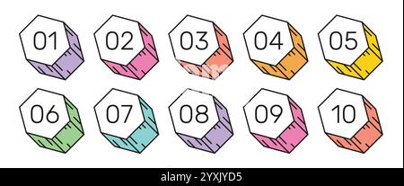 Number bullet points 1 to 10 Stock Vector