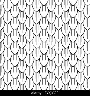 Dragon skin seamless pattern. Linear scales Stock Vector