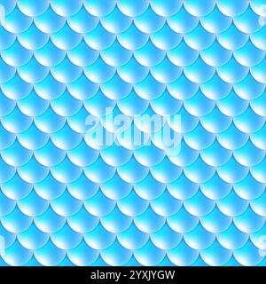 Blue seamless pattern scales of snake, dragon, fish or mermaid Stock Vector