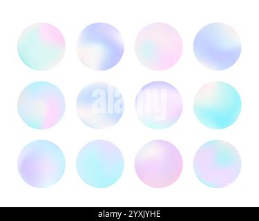 Fluid holographic iridescent color spheres Stock Vector