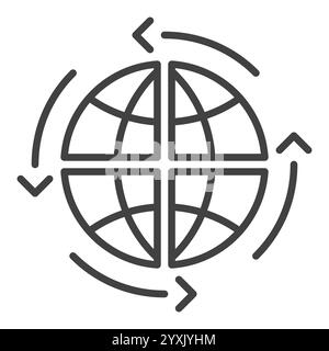 Earth Globe and Arrows vector Multipolarity thin line icon or symbol Stock Vector