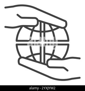 Earth Globe inside Hands vector Multipolarity icon or symbol in outline style Stock Vector