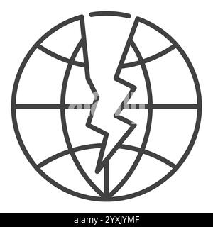 Earth Crack vector Multipolarity and Crisis thin line icon or symbol Stock Vector