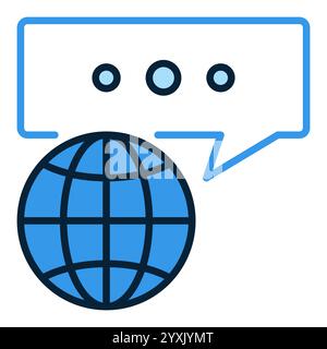 Message and Earth Globe vector Multipolarity concept blue icon or design element Stock Vector