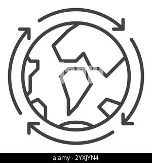 Earth Planet with Arrows Around vector Multipolarity icon or symbol in outline style Stock Vector