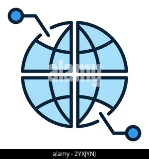 Earth Globe Multipolarity vector concept minimal blue icon or design element Stock Vector