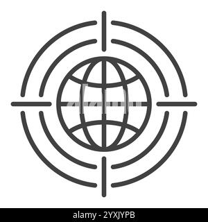 Earth in Target vector Multipolarity icon or sign in thin line style Stock Vector
