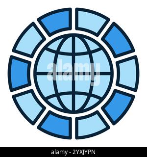 Global Multipolarity vector concept blue icon or sign Stock Vector