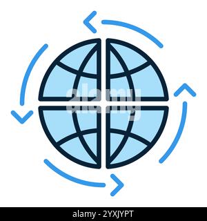 Earth Globe with Arrows vector Multipolarity concept blue icon or design element Stock Vector