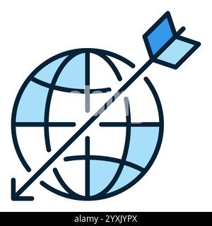 Earth and Arrow vector Multipolarity concept blue icon or symbol Stock Vector