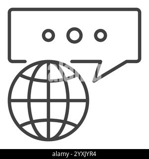 Earth Globe with Message vector Multipolarity thin line icon or symbol Stock Vector