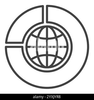 Earth in Pie Chart vector linear icon or symbol Stock Vector