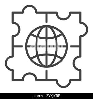 Puzzle with Earth vector Multipolarity outline icon or symbol Stock Vector
