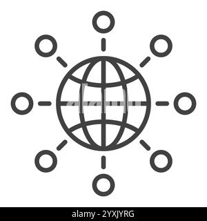 Multipolarity vector Earth Globe with Circles icon or symbol in outline style Stock Vector