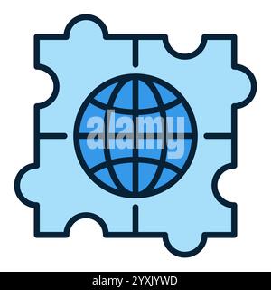 Earth in Puzzle vector Multipolarity concept blue icon or design element Stock Vector