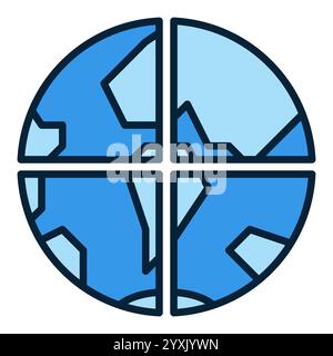 Earth vector Multipolarity concept blue icon or design element Stock Vector