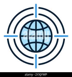 Earth in Target vector Multipolarity concept blue icon or symbol Stock Vector