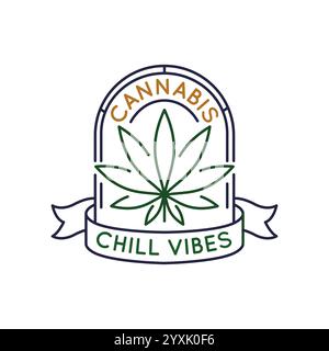 Simple Logo with Cannabis Chill Vibes Icon Stock Vector