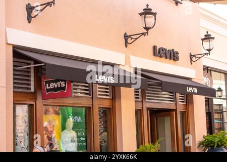 Irvine, California, United States - 03-29-2019: A store front sign for the denim jeans company known as Levi's. Stock Photo