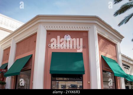 Irvine, California, United States - 03-29-2019: A view of a store front sign for Cinderella Cakes. Stock Photo