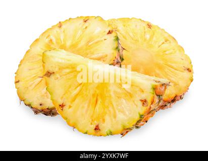 Sliced pineapple isolated on white background. pineapple clipping path. Stock Photo
