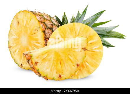 Sliced pineapple isolated on white background. pineapple clipping path. Stock Photo