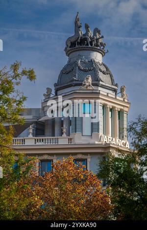 Edificio de Seguros La Aurora, Paseo de Recoletos, Madrid, Spain Stock Photo