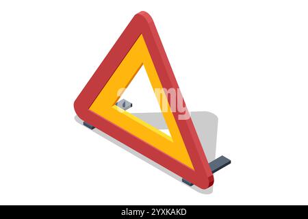 triangular yellow car accident sign. head-on collision of vehicles on ...