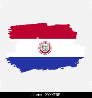 Happy independence day of Paraguay with national flag on grunge texture Stock Vector