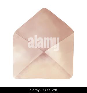 Opened envelope watercolor clip art isolated element for Valentine Day or Birthday design Stock Photo
