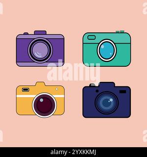 Photography Camera Set Vector Design Stock Vector